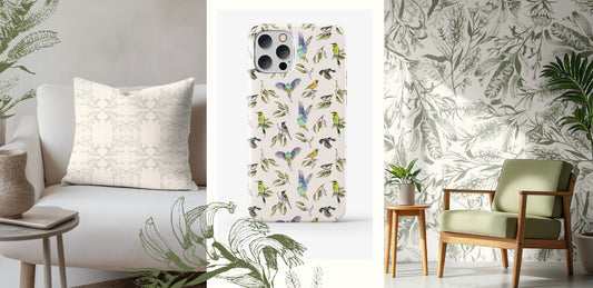 Sunday Social Club Collection - Surface Pattern Designs featuring Australian Birds and Botanicals by Australian Artist Laura Hamzic