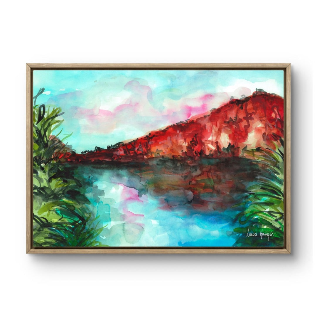 Watercolour art print of an Australian Landscape - Edith Falls, Northern Territory, hand-painted by Laura Hamzic.