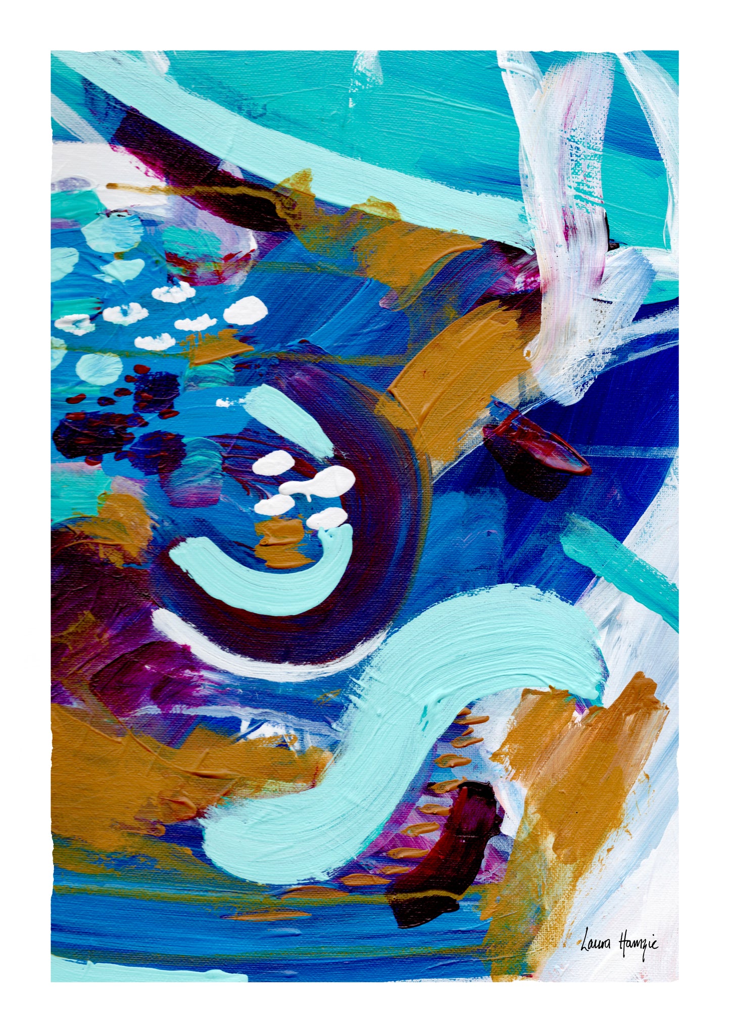 Acrylic Abstract painting using bold colours and painterly brushstrokes - by Laura Hamzic Australian Artist