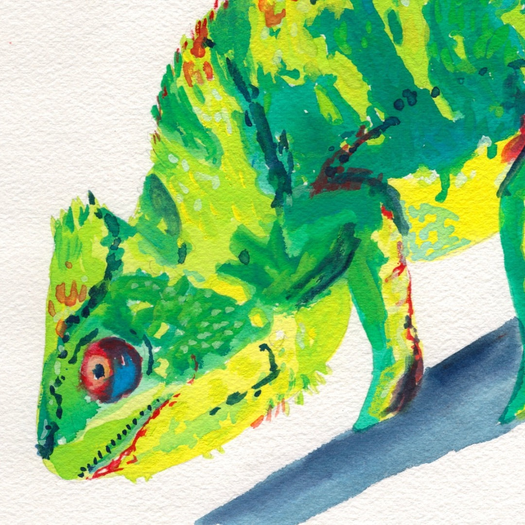 Watercolour art print of a Chameleon, hand-painted by Laura Hamzic.