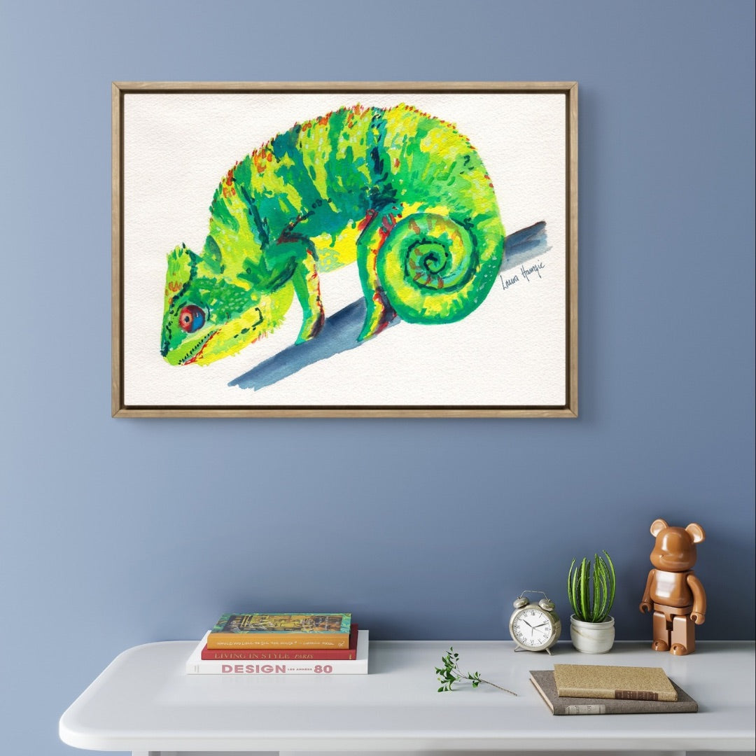 Watercolour art print of a Chameleon, hand-painted by Laura Hamzic.