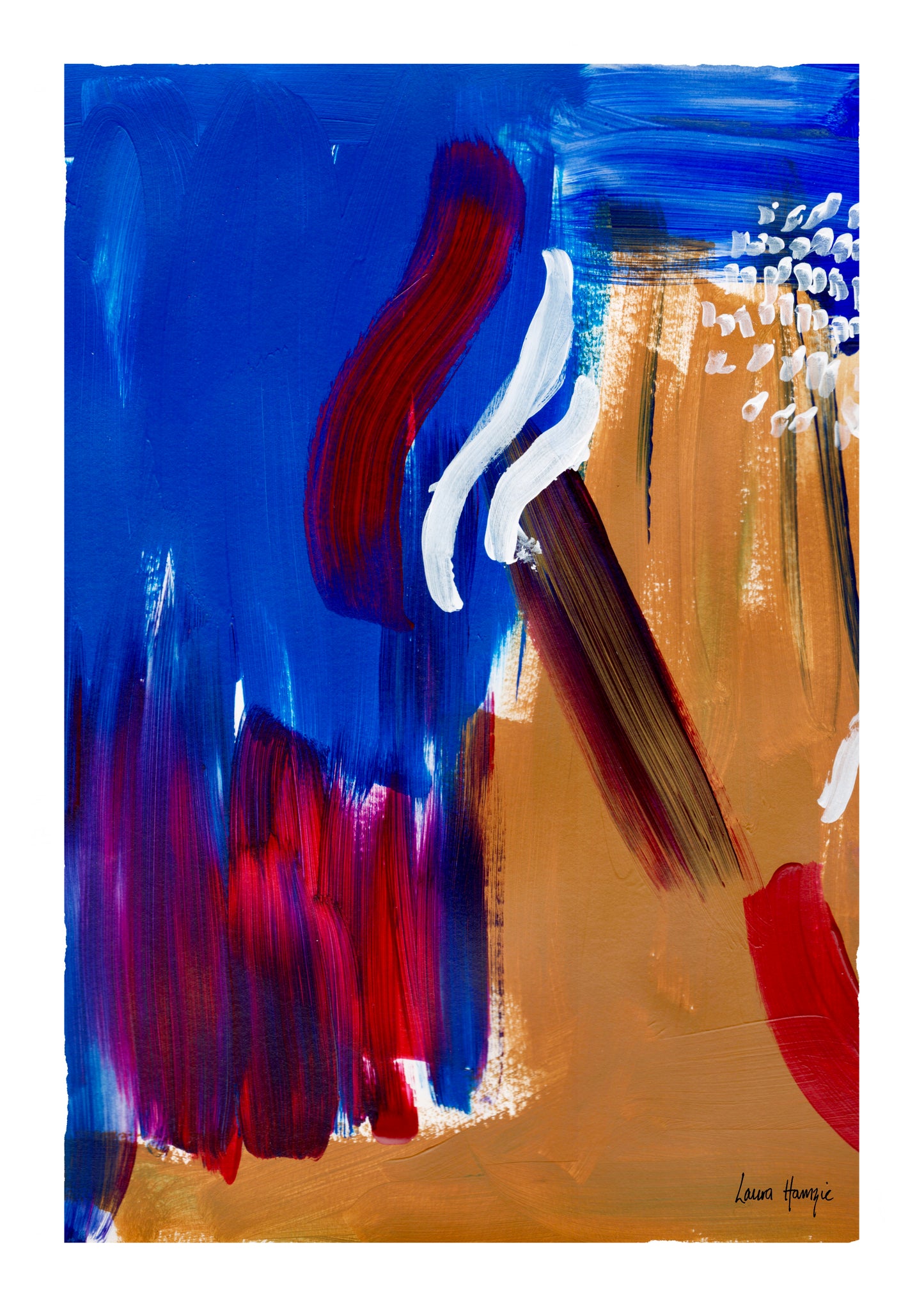 Acrylic Abstract painting using bold colours and painterly brushstrokes - by Laura Hamzic Australian Artist