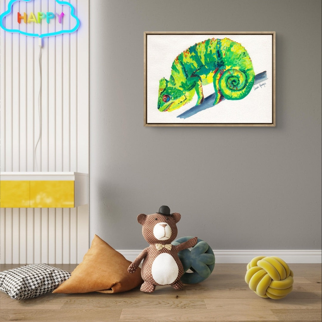 Watercolour art print of a Chameleon, hand-painted by Laura Hamzic.