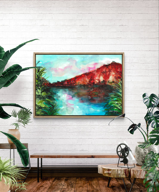Watercolour art print of an Australian Landscape - Edith Falls, Northern Territory, hand-painted by Laura Hamzic.