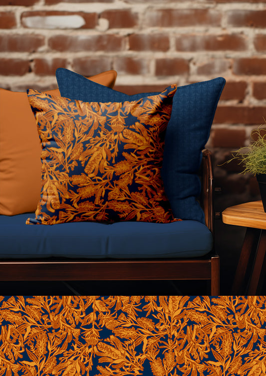 Bush Blooms - Orange on Navy