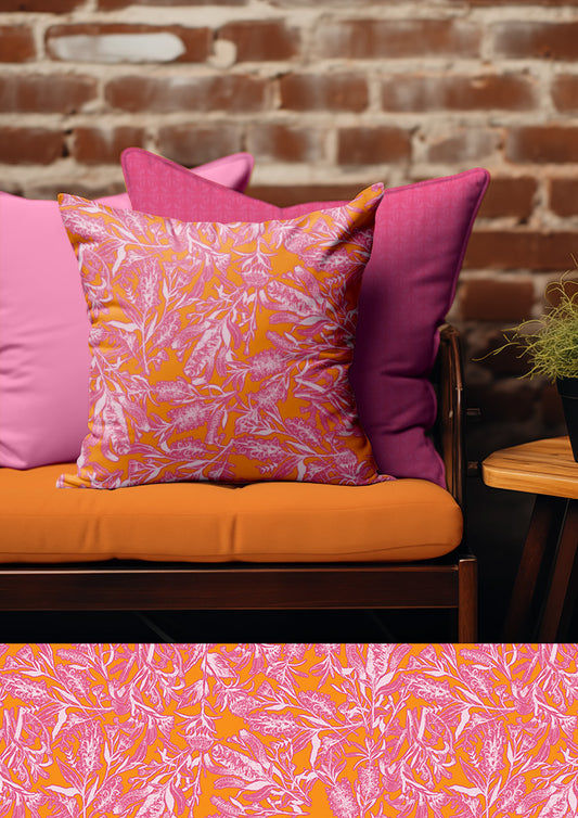 Bush Blooms - Pink on Orange