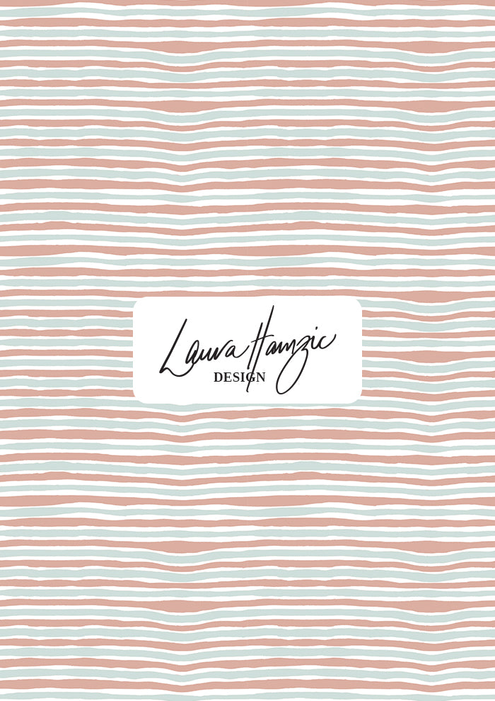 Bush Blush Stripe in small scale, closely spaced hand-drawn stripes, ideal for accessories and small-format prints.