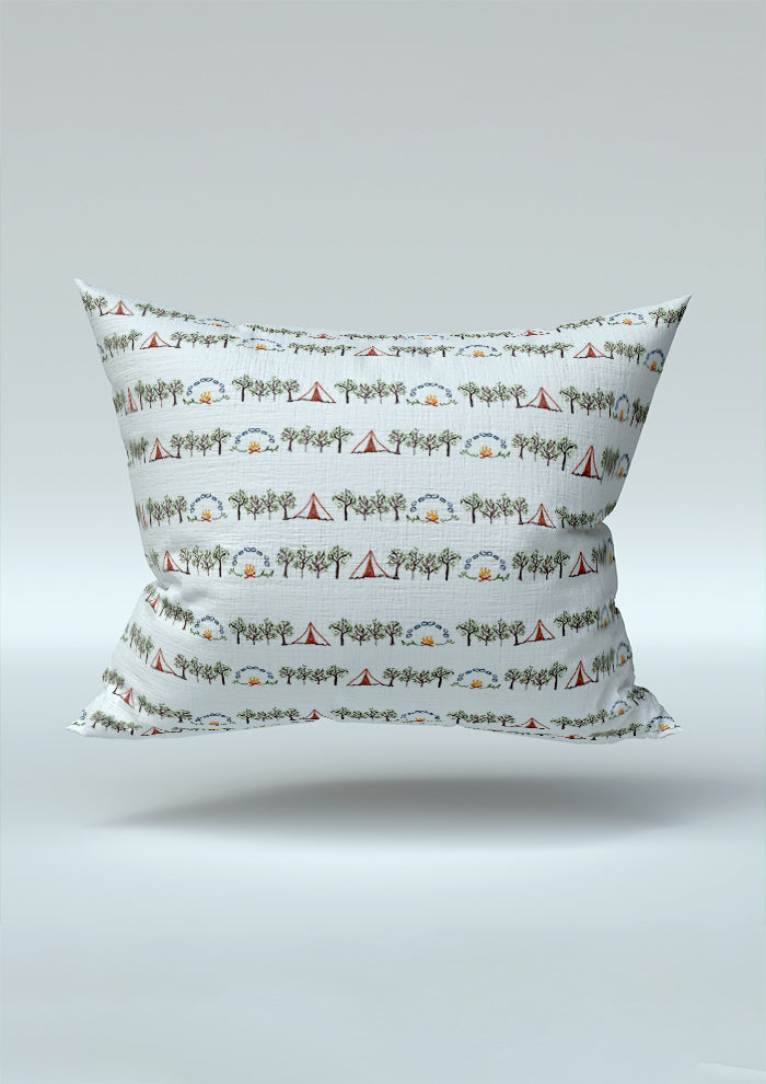 Cushion mockup featuring the Campfire Nights pattern by Laura Hamzic, Australian surface pattern designer
