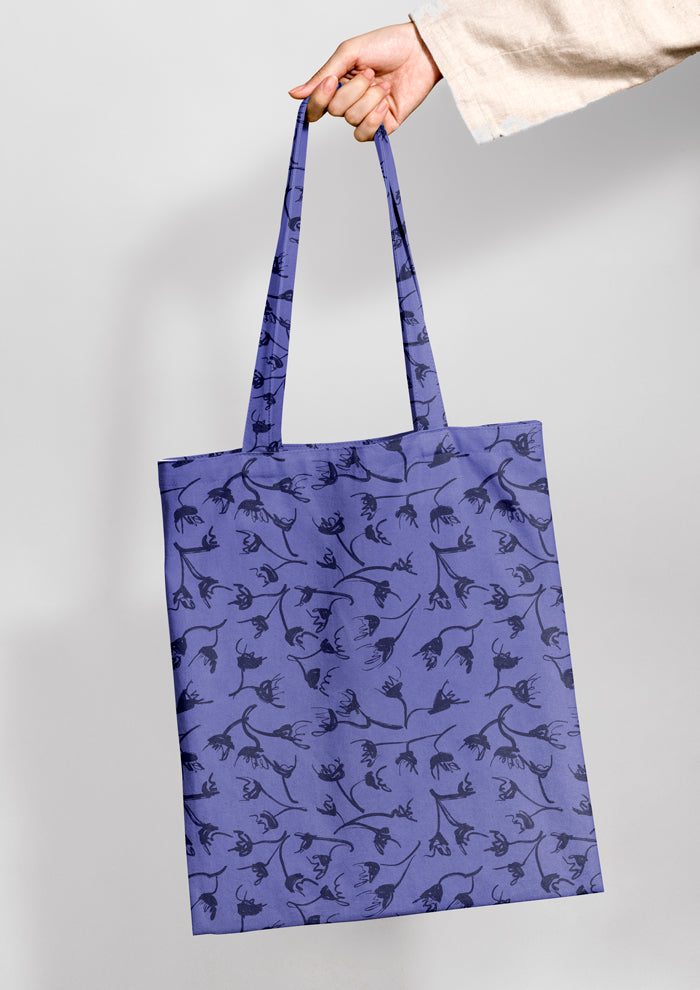 Tote bag with playful cascading eucalypt pattern design by Laura Hamzic - Australian surface pattern designer