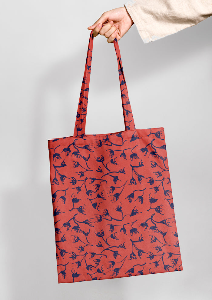 Tote bag with playful cascading eucalypt pattern design by Laura Hamzic - Australian surface pattern designer