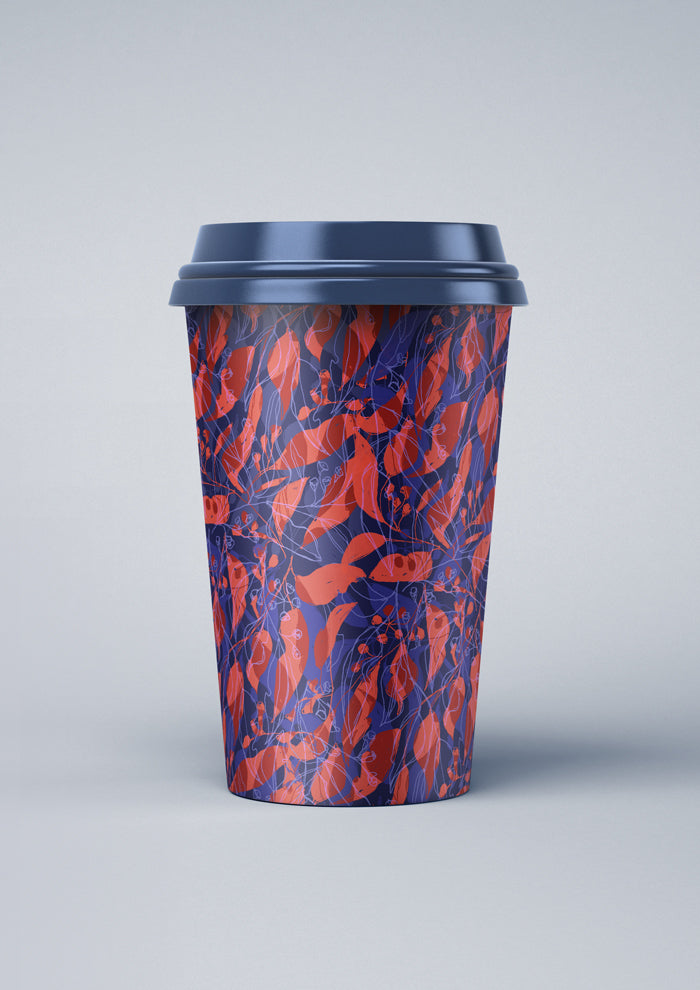 Coffee Cup with Abstract gum leaf pattern design by Laura Hamzic - Australian surface pattern designer