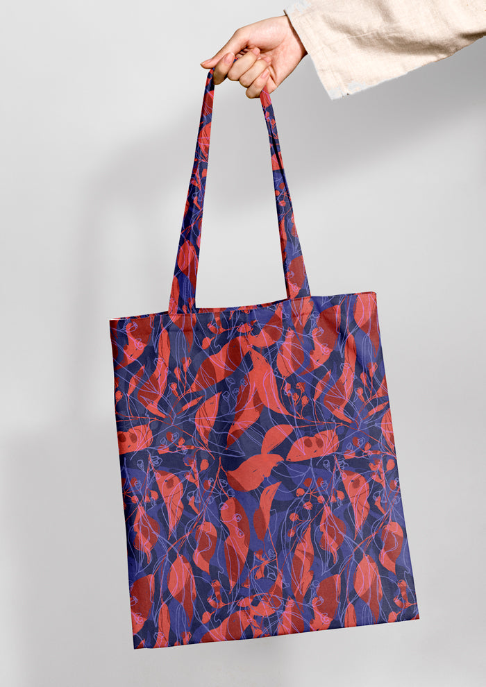 Shopping bag with Abstract gum leaf pattern design by Laura Hamzic - Australian surface pattern designer