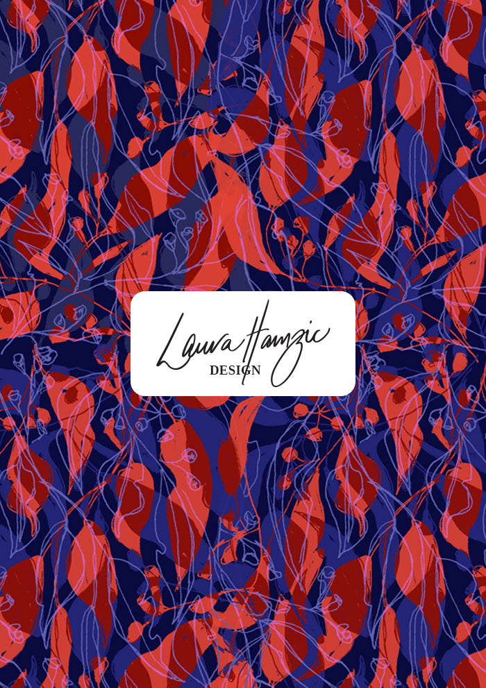Playful gum leaf pattern design by Laura Hamzic - Australian surface pattern designer