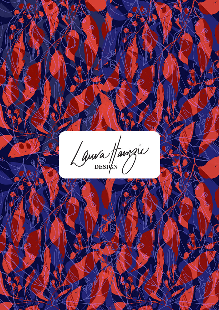 Playful gum leaf pattern design by Laura Hamzic - Australian surface pattern designer