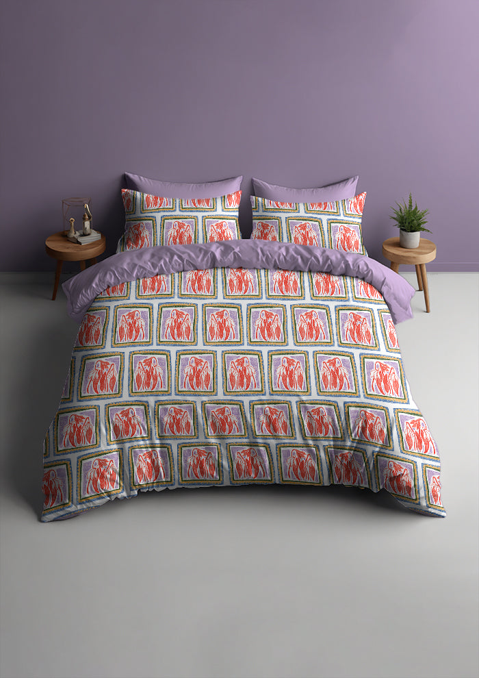 Bed mockup showcasing the Chilli Patch pattern by Laura Hamzic, Australian surface pattern designer