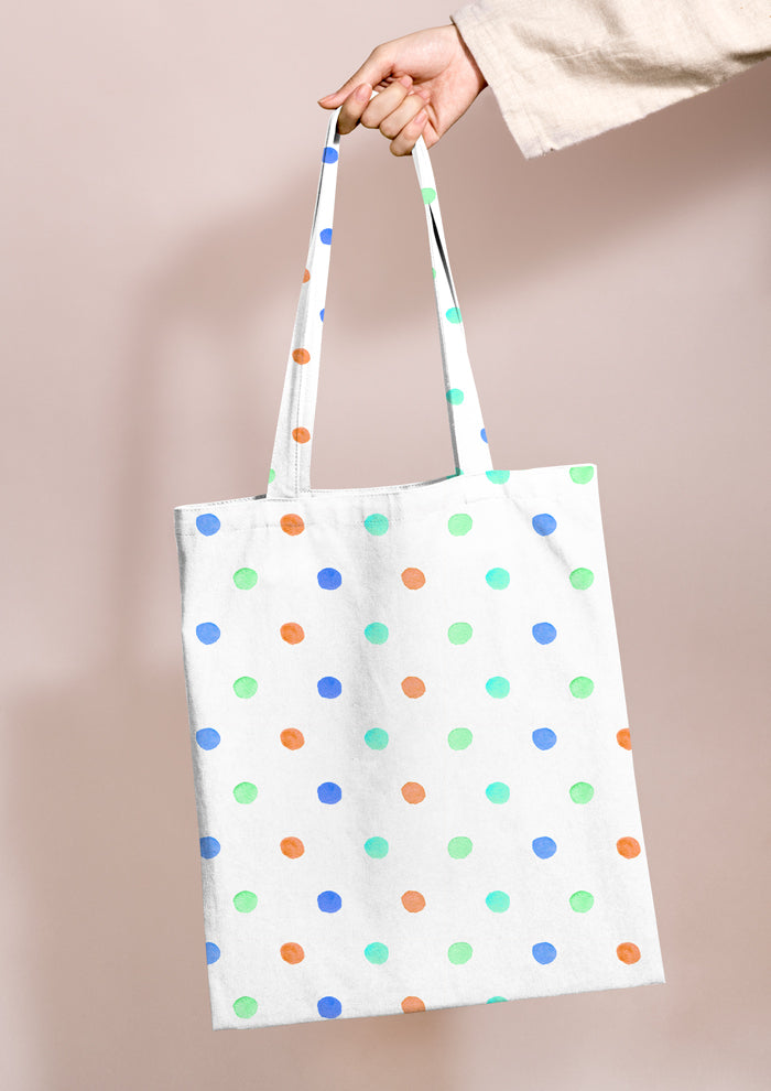 Tote bag mockup featuring the Confetti Spot (Blue