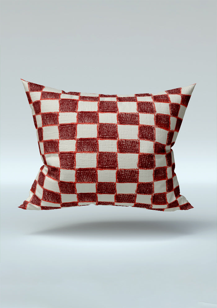 Cushion mockup showcasing the Country Squares pattern by Laura Hamzic, Australian surface pattern designer