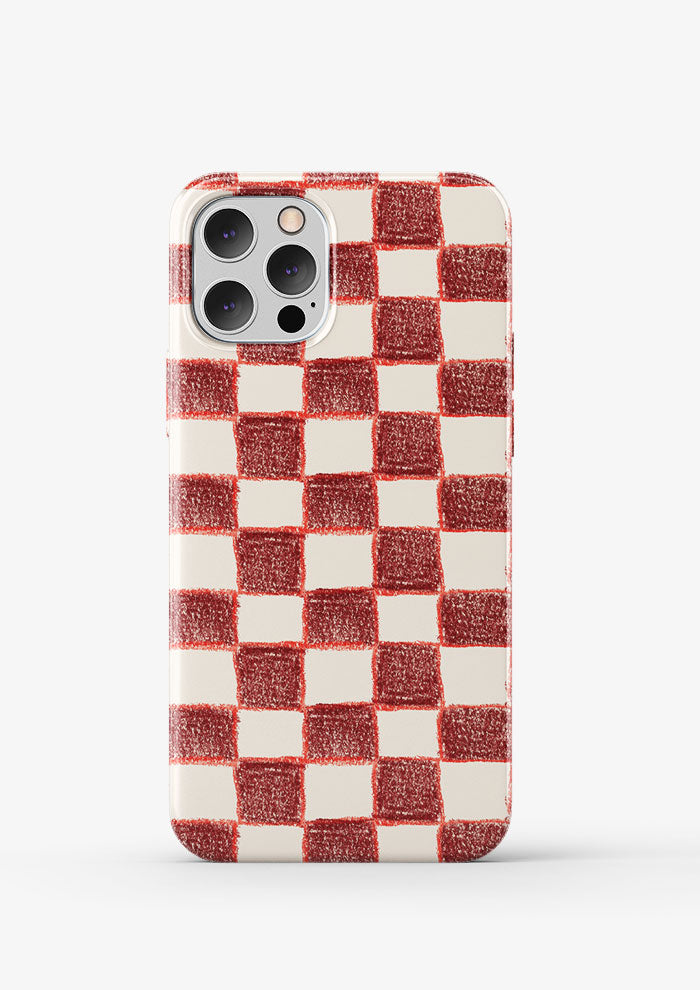Phone case mockup with the Country Squares pattern by Laura Hamzic, Australian surface pattern designer