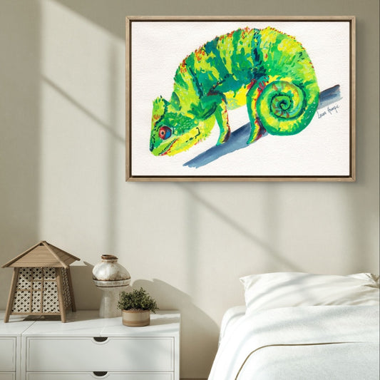 Watercolour art print of a Chameleon, hand-painted by Laura Hamzic.