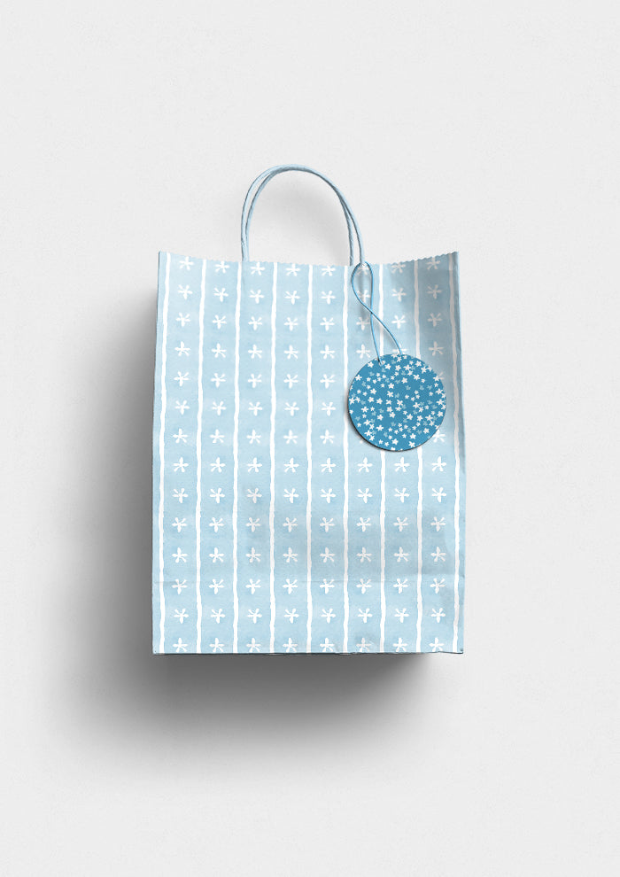 Pattern by Laura Hamzic - Australian Designer - Dancing Daisies - watercolour pattern with cutout daisies on a gift bag