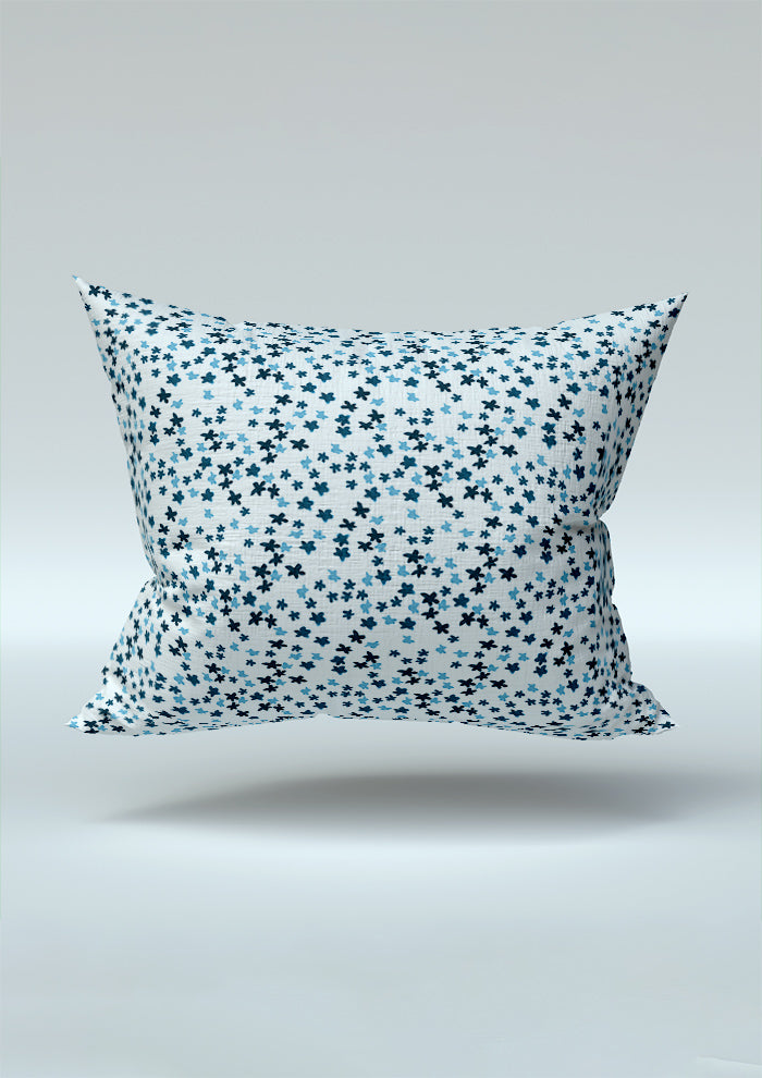 Ditsy Daisy - Cushion featuring Floral pattern design by Laura Hamzic Australian Surface Pattern Designer - Denim on White