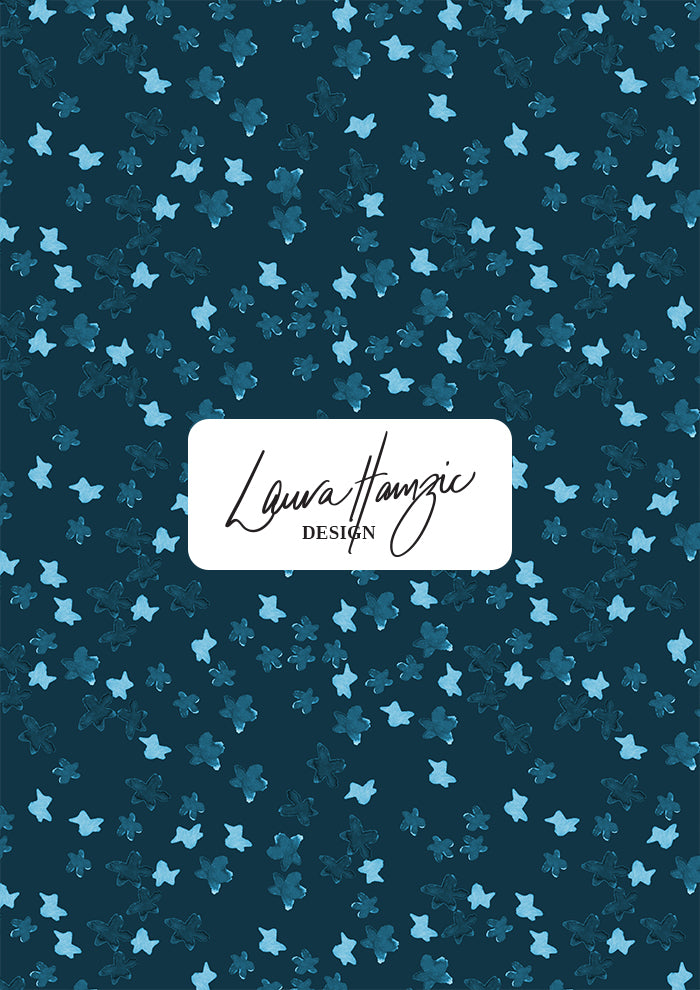 Ditsy Daisy - Floral pattern design by Laura Hamzic Australian Surface Pattern Designer - Denim on White
