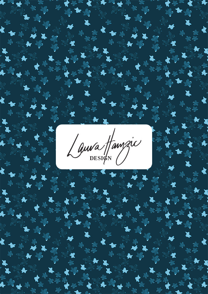 Ditsy Daisy - Floral pattern design by Laura Hamzic Australian Surface Pattern Designer - Denim on White