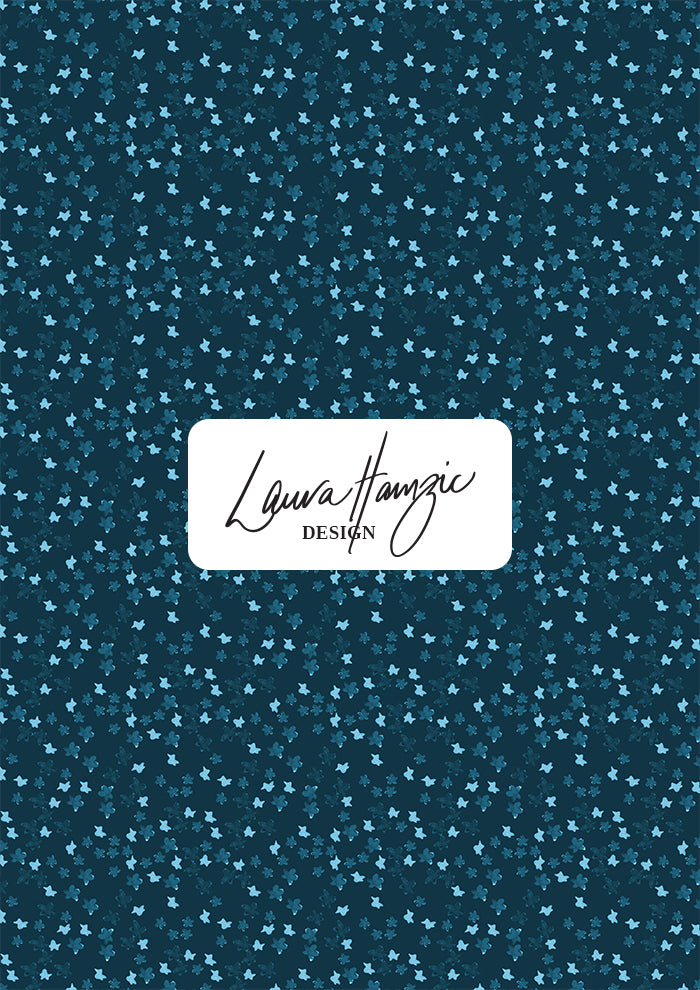 Ditsy Daisy - Floral pattern design by Laura Hamzic Australian Surface Pattern Designer - Denim on White