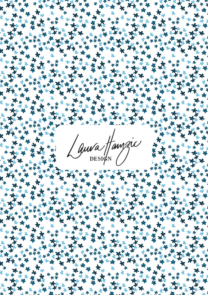 Ditsy Daisy - Floral pattern design by Laura Hamzic Australian Surface Pattern Designer - Denim on White