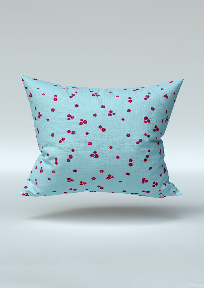 Cushion mockup showcasing the Dotty Bloom (Blue) pattern by Laura Hamzic, Australian surface pattern designer