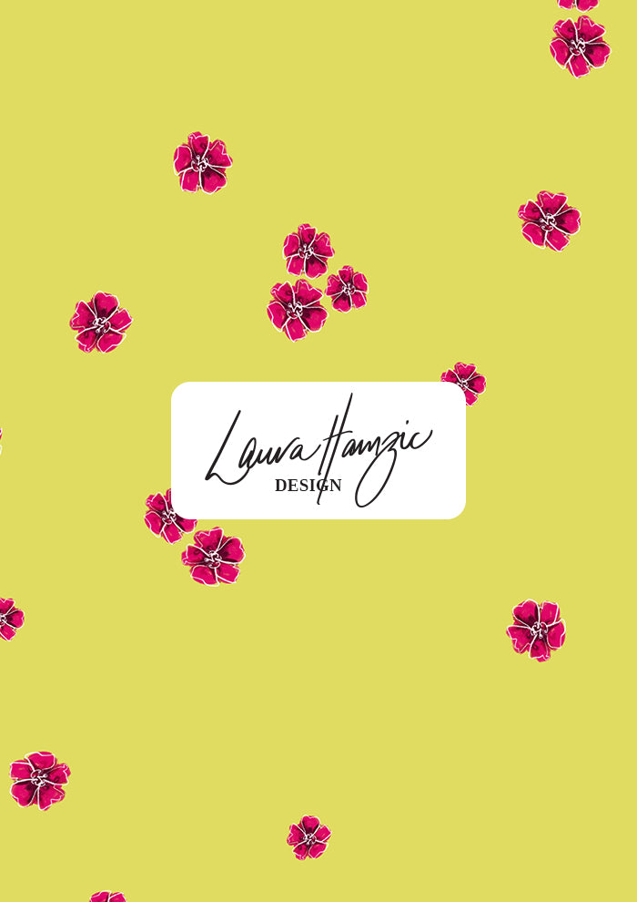 Large-scale Dotty Bloom (Yellow) pattern by Laura Hamzic, Australian surface pattern designer