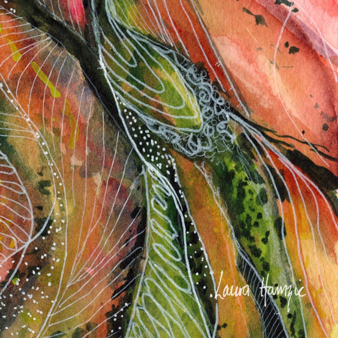 Watercolour art print of an Australian Landscape - Desert Flow, hand-painted by Laura Hamzic.