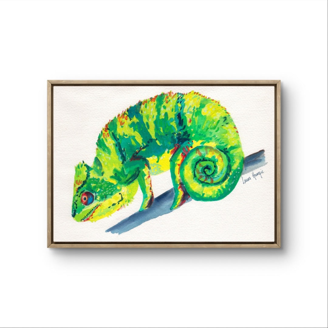Watercolour art print of a Chameleon, hand-painted by Laura Hamzic.