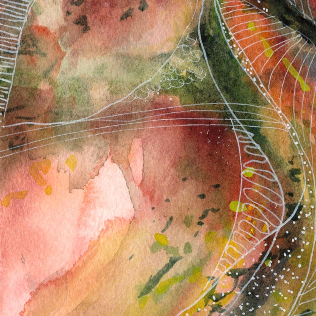 Watercolour art print of an Australian Landscape - Desert Flow, hand-painted by Laura Hamzic.