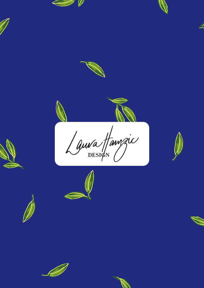 Large-scale Falling Leaves (Blue) pattern by Laura Hamzic, Australian surface pattern designer