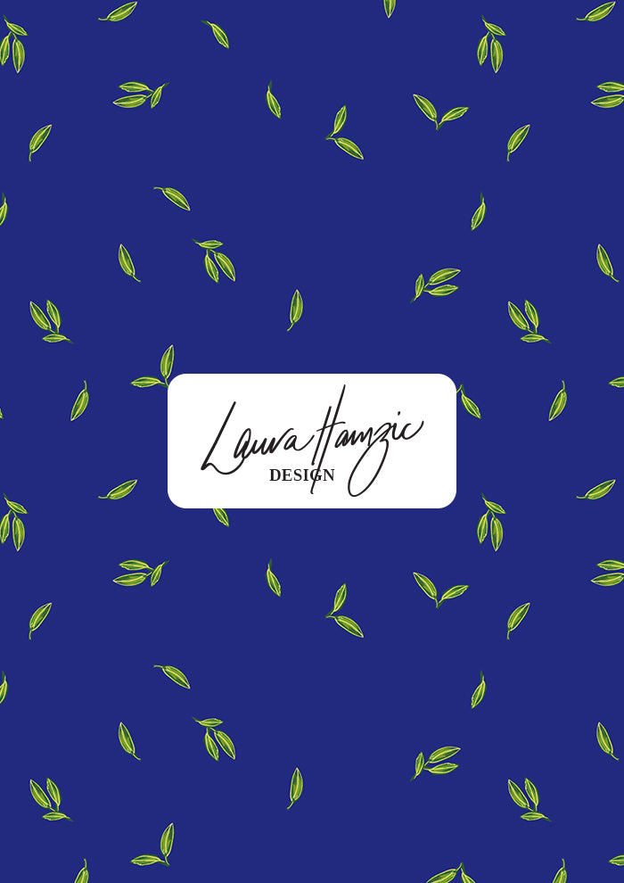Medium-scale Falling Leaves (Blue) pattern by Laura Hamzic, Australian surface pattern designer