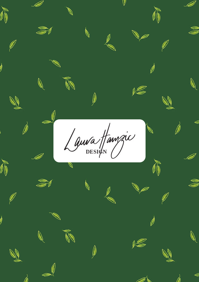 Medium-scale Falling Leaves (Green) pattern by Laura Hamzic, Australian surface pattern designer