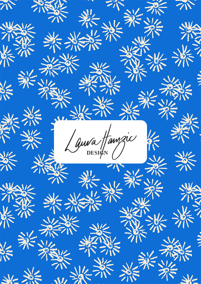 Flicker Flower surface pattern – inspired by blooming eucalyptus blossoms, bursting with light and movement. Loosely hand-drawn in coloured pencil for a joyful, spontaneous look. Australian botanical pattern design perfect for dresses, summer apparel, accessories, and homewares.