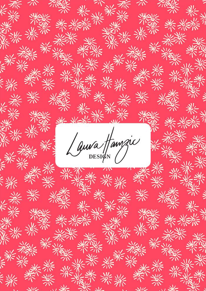 Flicker Flower surface pattern – inspired by blooming eucalyptus blossoms, bursting with light and movement. Loosely hand-drawn in coloured pencil for a joyful, spontaneous look. Australian botanical pattern design perfect for dresses, summer apparel, accessories, and homewares.