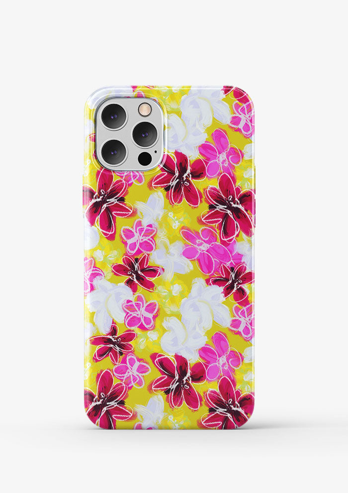 Australian Surface pattern designer - Laura Hamzic - Phone Case pattern design, Garden Party in yellow