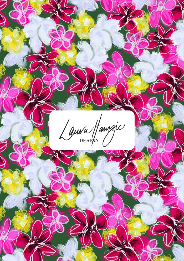 Fun energetic Garden Party Pattern Design by Laura Hamzic - Australian Artist