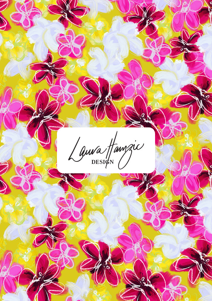 Fun energetic Garden Party Pattern Design by Laura Hamzic - Australian Artist