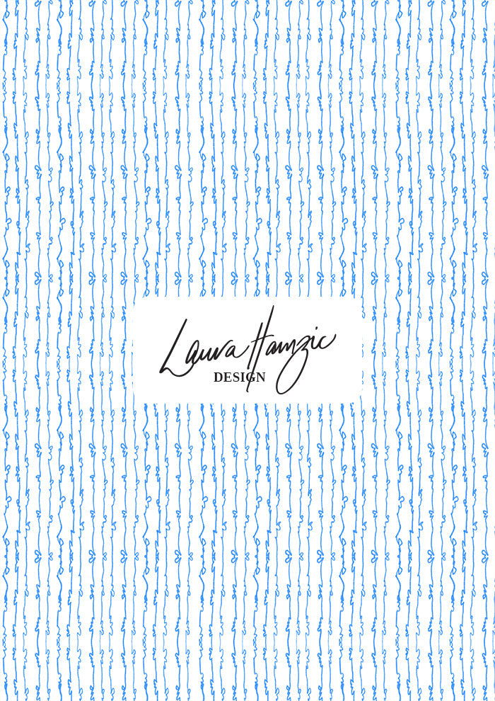 Garden Squiggle (Blue on White) - A Playful Hand-Drawn Pattern for Whimsical Spring Designs by Laura Hamzic - Preview in a Small Scale