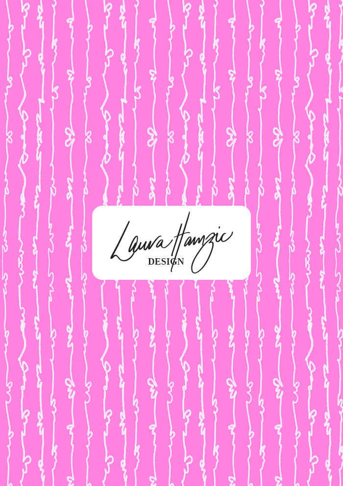 Garden Squiggle (White on Pink) - A Playful Hand-Drawn Pattern for Whimsical Spring Designs by Laura Hamzic - Preview in a Medium Scale