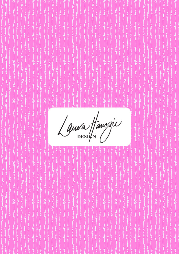 Garden Squiggle (White on Pink) - A Playful Hand-Drawn Pattern for Whimsical Spring Designs by Laura Hamzic - Preview in a Small Scale