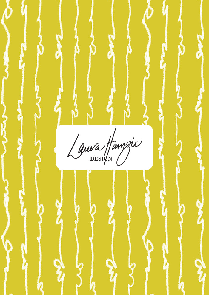 Garden Squiggle (White on Yellow) - A Playful Hand-Drawn Pattern for Whimsical Spring Designs by Laura Hamzic - Preview in a Large Scale