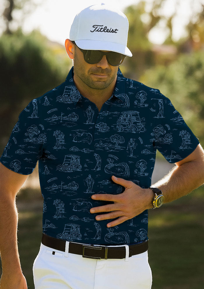 Golfing Days - Blue on Navy