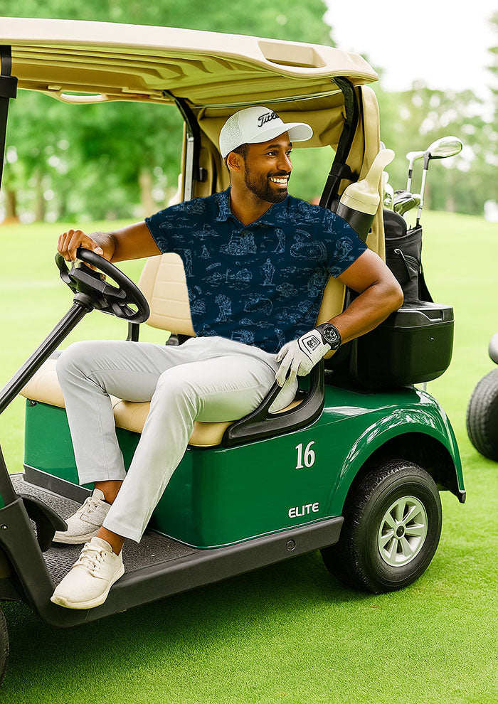Golfing Days - Blue on Navy