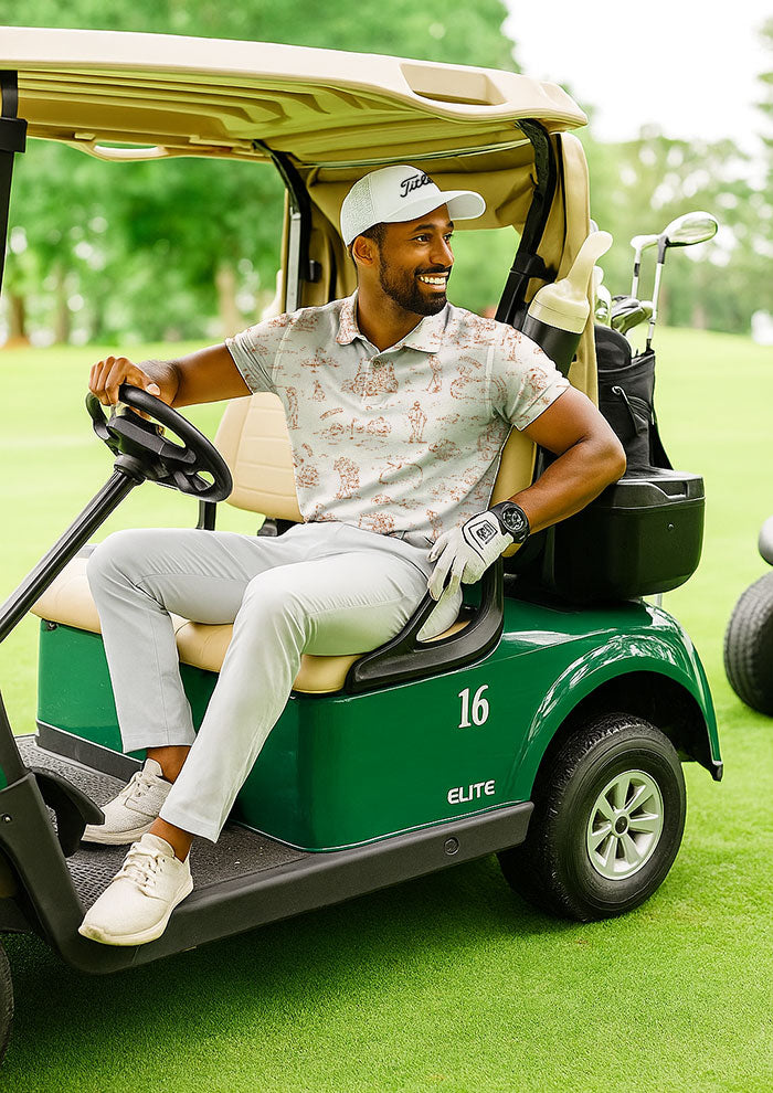 Golfing Days - Ochre on Cream