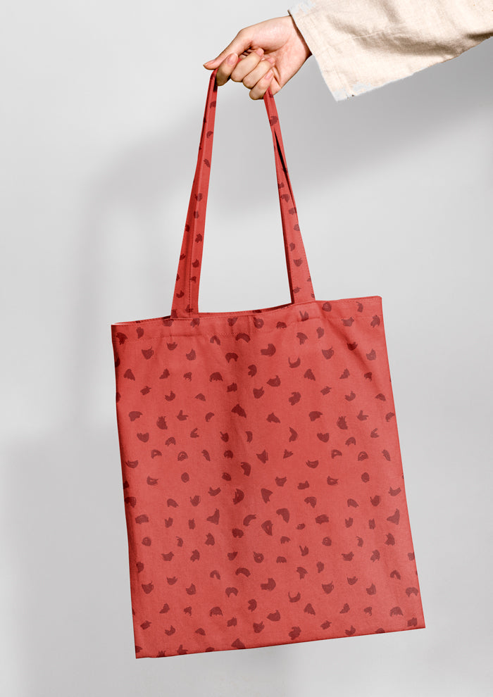 Shopping bag featuring Gumnut speckle pattern design by Laura Hamzic - Orange Colourway